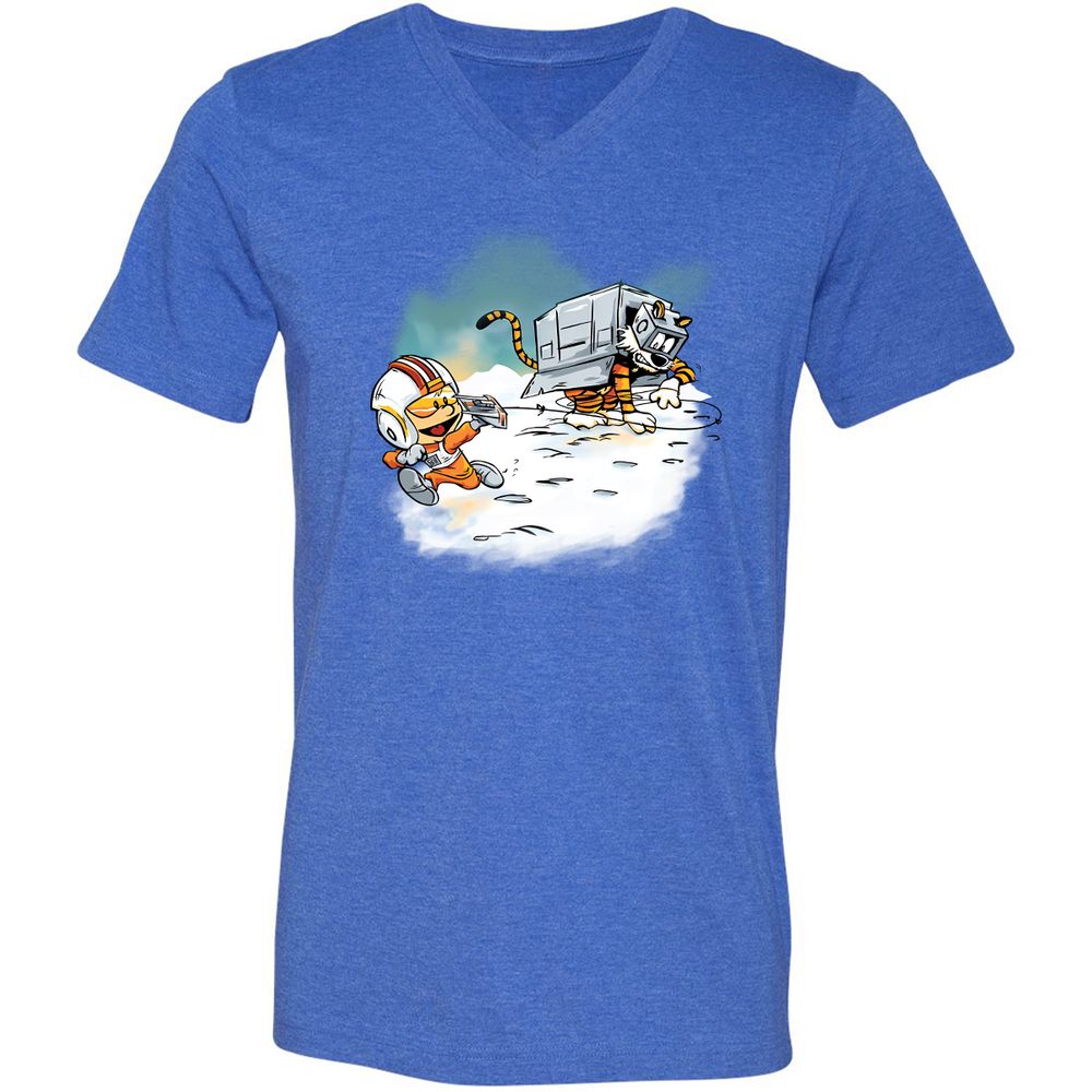 Unisex V-Neck T-Shirt - 8GXEC35N - Heather True Royal - 14