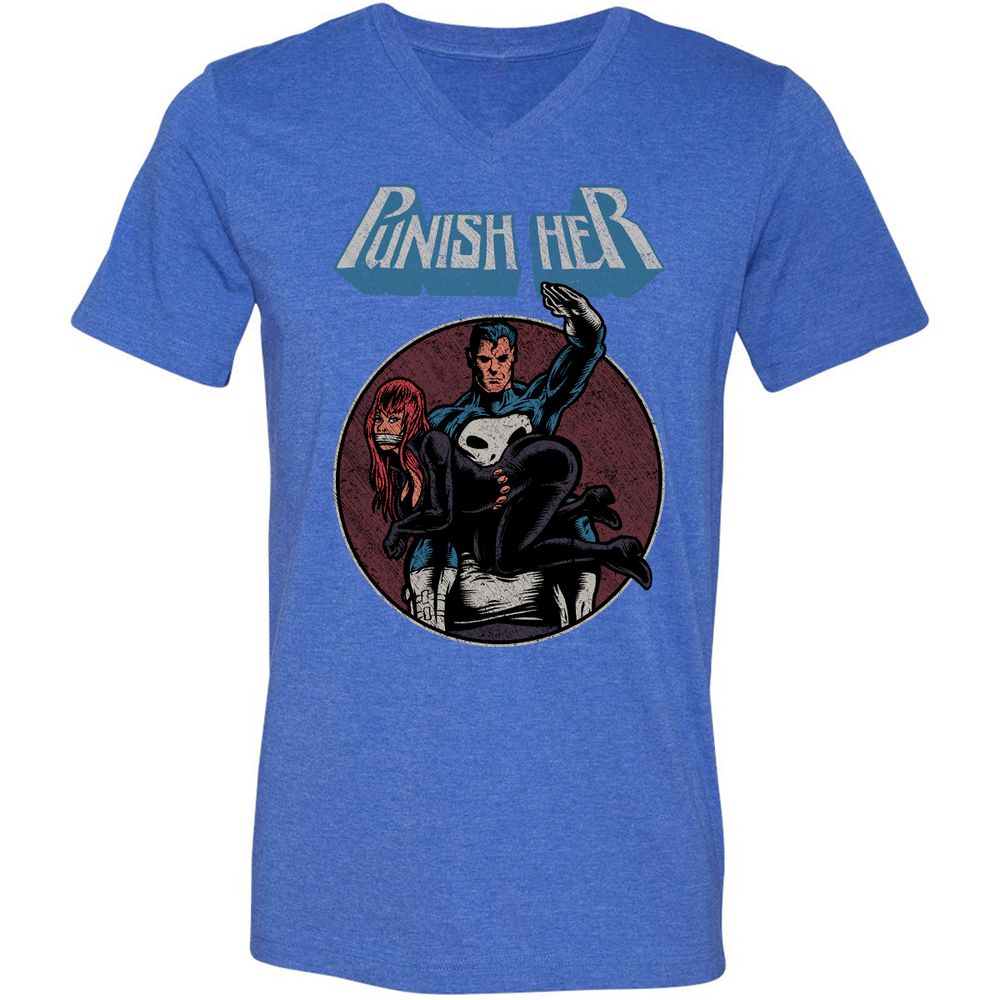 Unisex V-Neck T-Shirt - VGLEKTQB - Heather True Royal - 14