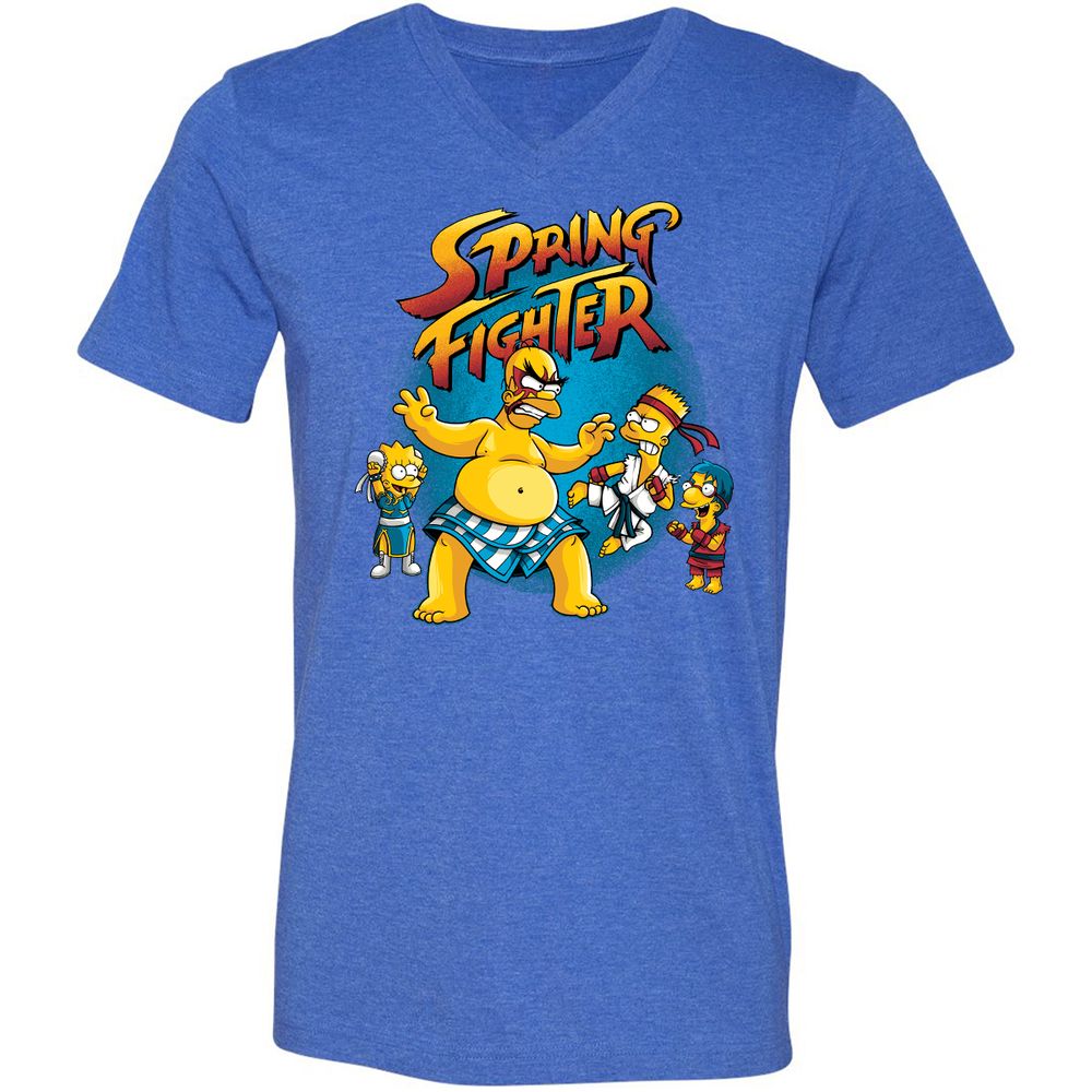 Unisex V-Neck T-Shirt - 7K9YBQ6Z - Heather True Royal - 14