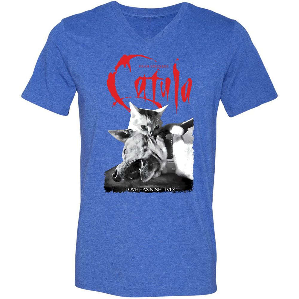 Unisex V-Neck T-Shirt - ZRJR2XPP - Heather True Royal - 14