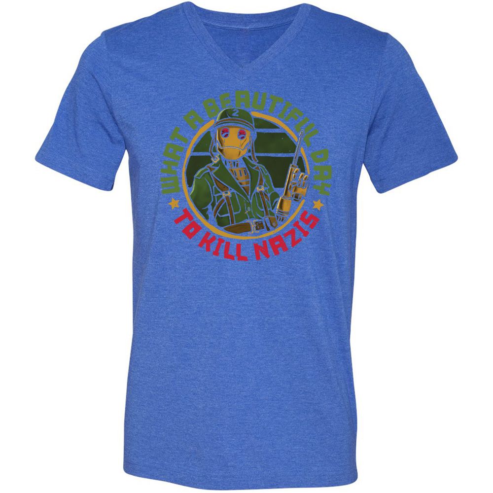 Unisex V-Neck T-Shirt - NLVTLZD2 - Heather True Royal - 14