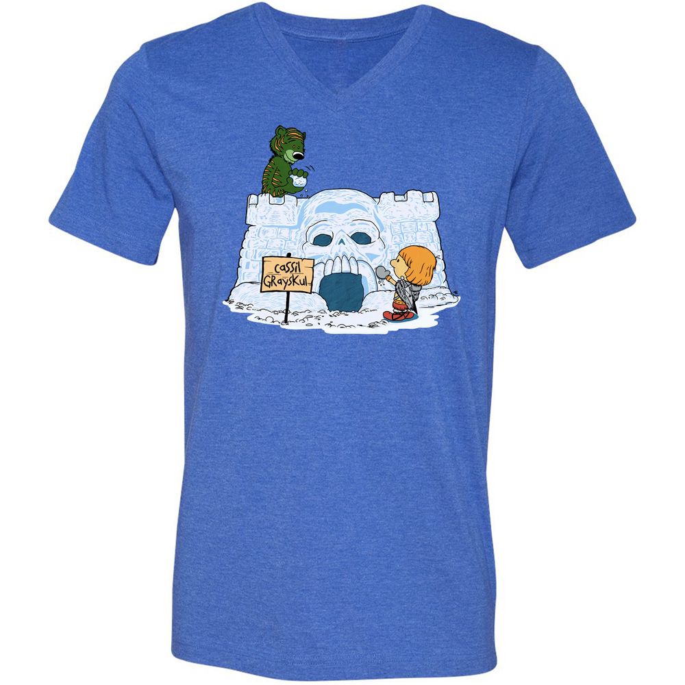 Unisex V-Neck T-Shirt - UCB9QDCJ - Heather True Royal - 14