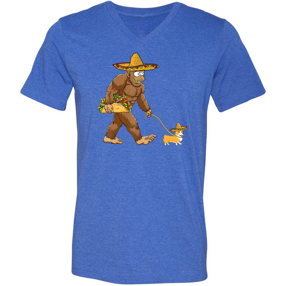 Unisex V-Neck T-Shirt - FN9J1HTS - Heather True Royal - 14