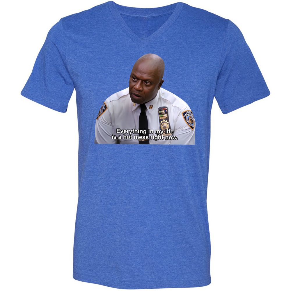 Unisex V-Neck T-Shirt - FYYM5YFT - Heather True Royal - 14