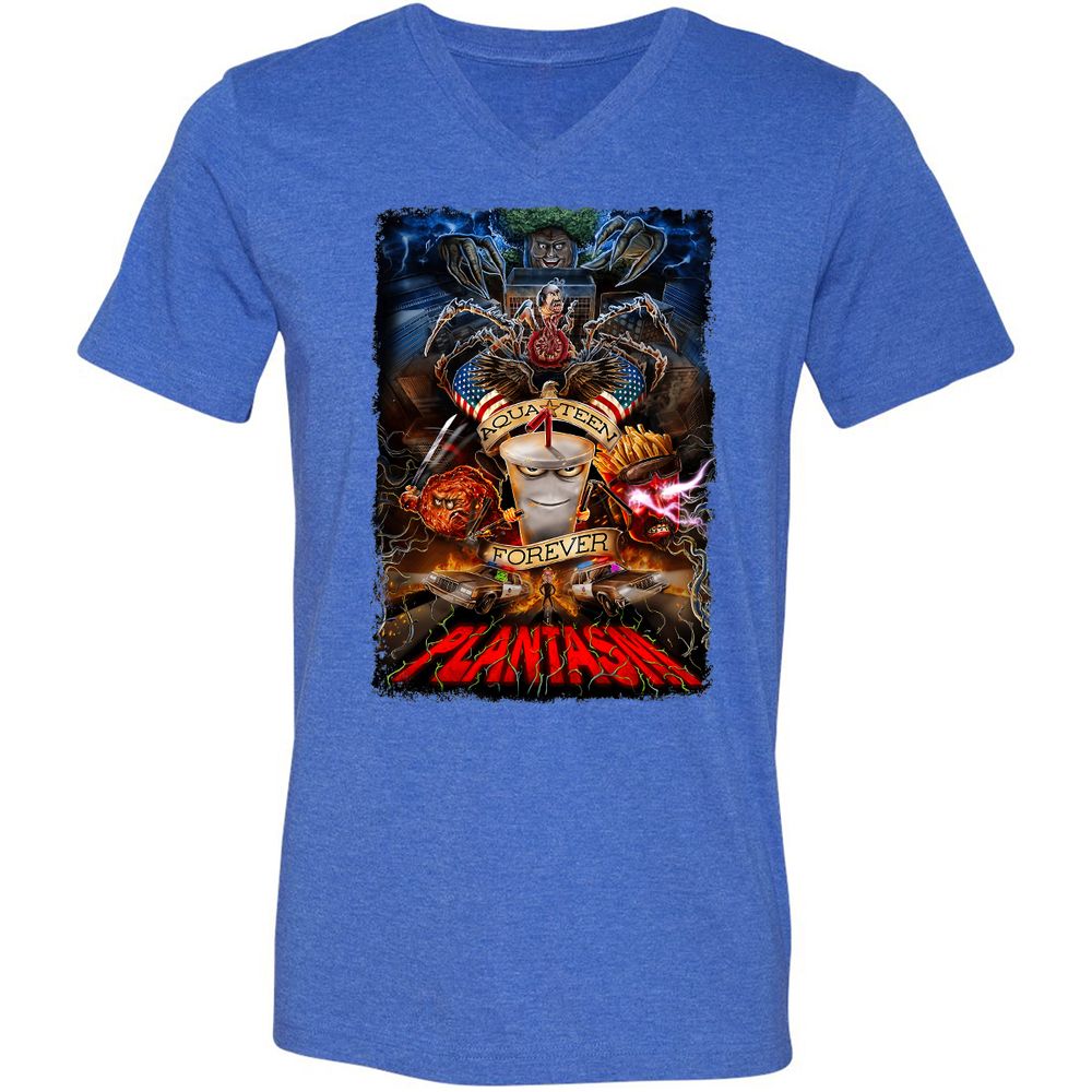 Unisex V-Neck T-Shirt - 76MN11L4 - Heather True Royal - 14