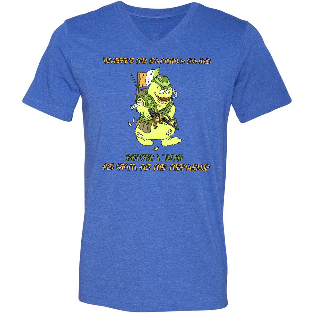 Unisex V-Neck T-Shirt - 22GWD7F9 - Heather True Royal - 14