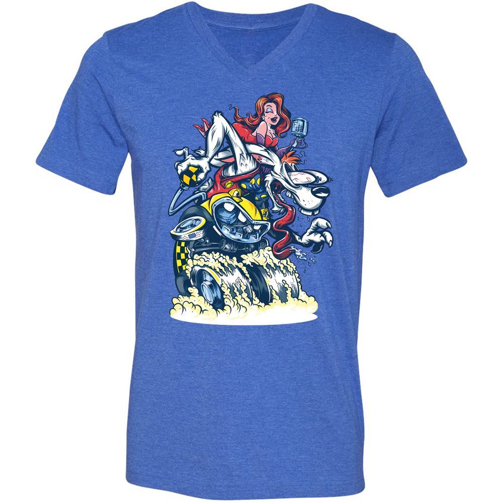 Unisex V-Neck T-Shirt - CN24WZBS - Heather True Royal - 14