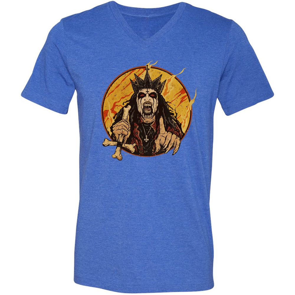 Unisex V-Neck T-Shirt - GFVQPCST - Heather True Royal - 14
