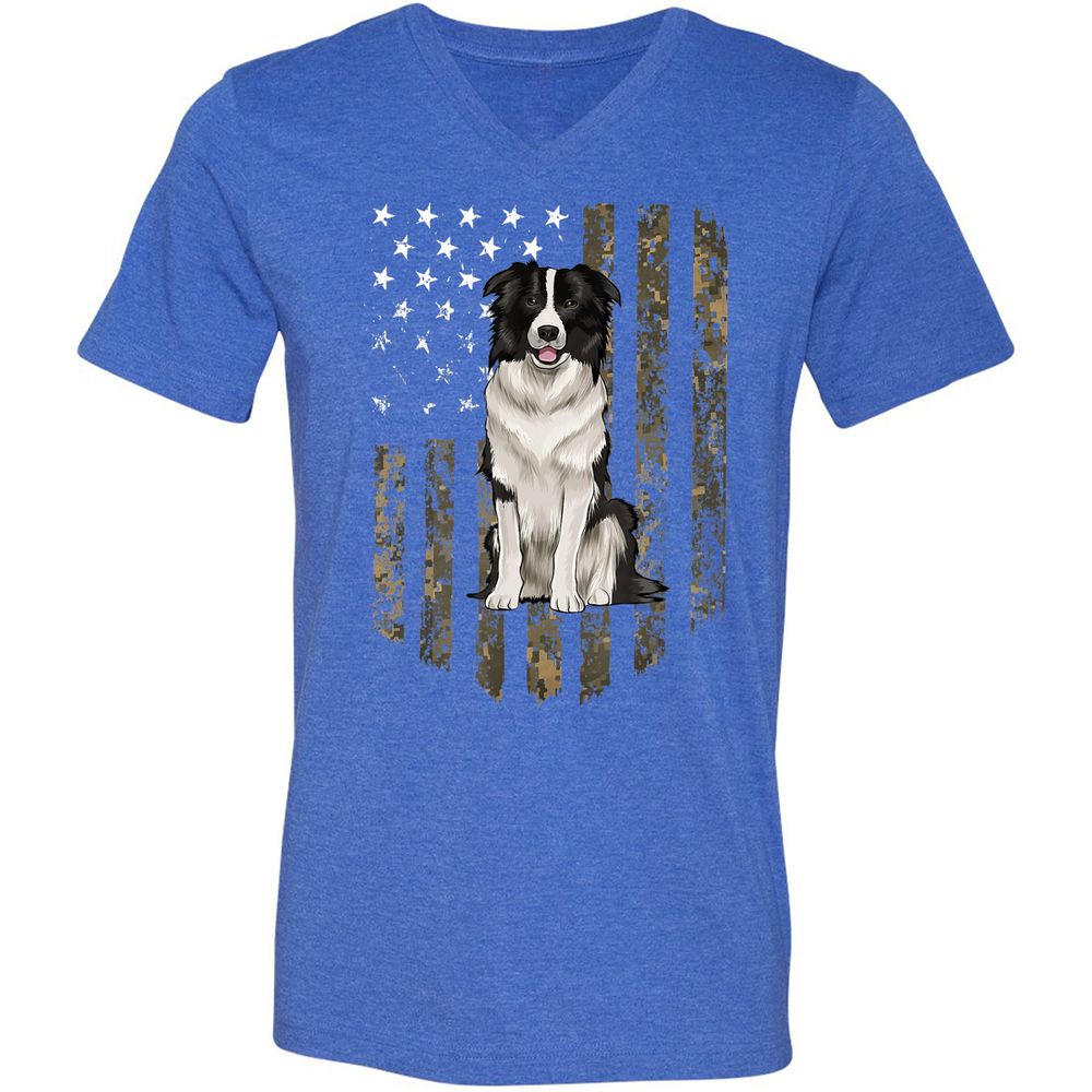 Unisex V-Neck T-Shirt - CMHFVAAW - Heather True Royal - 14