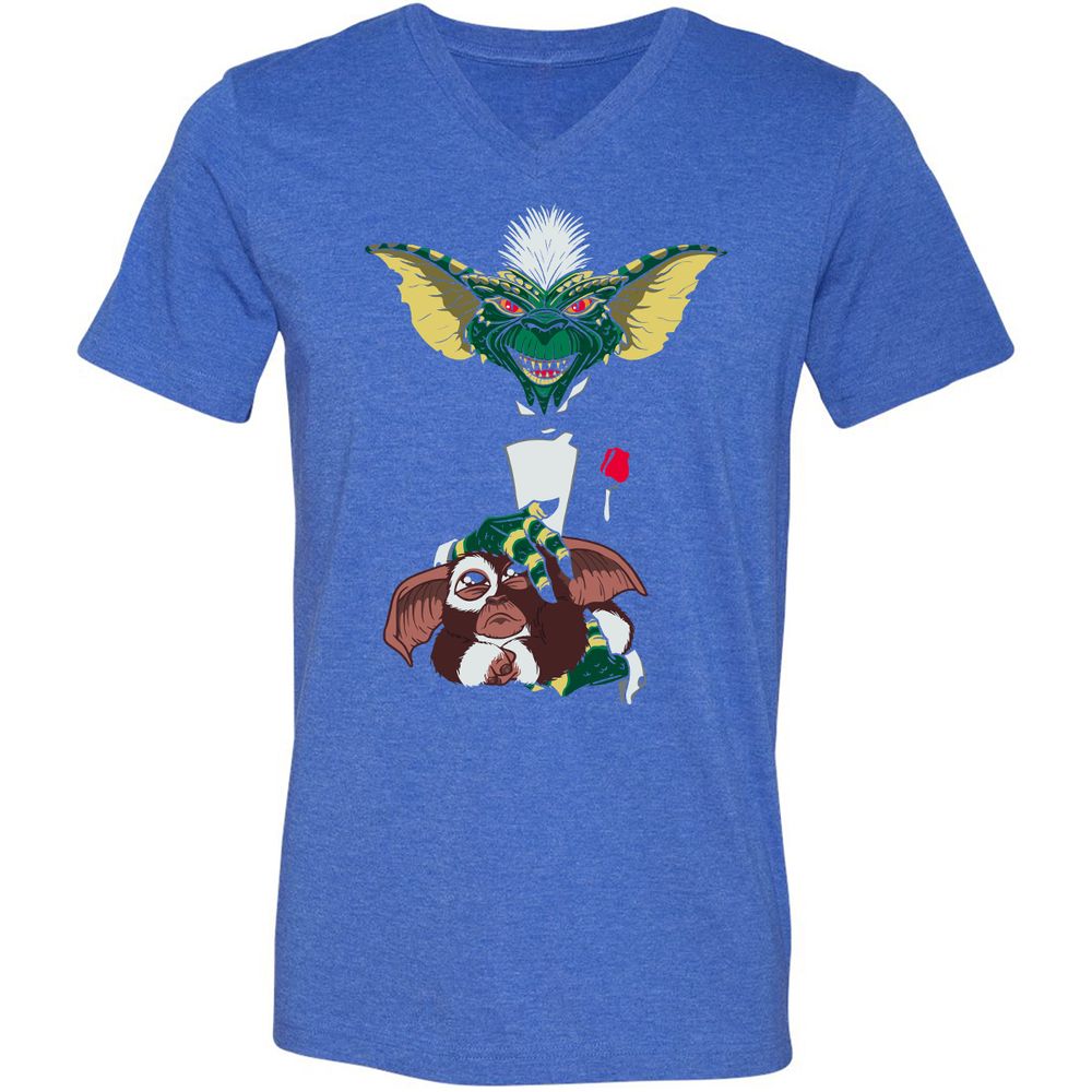 Unisex V-Neck T-Shirt - RVVGQD4S - Heather True Royal - 14