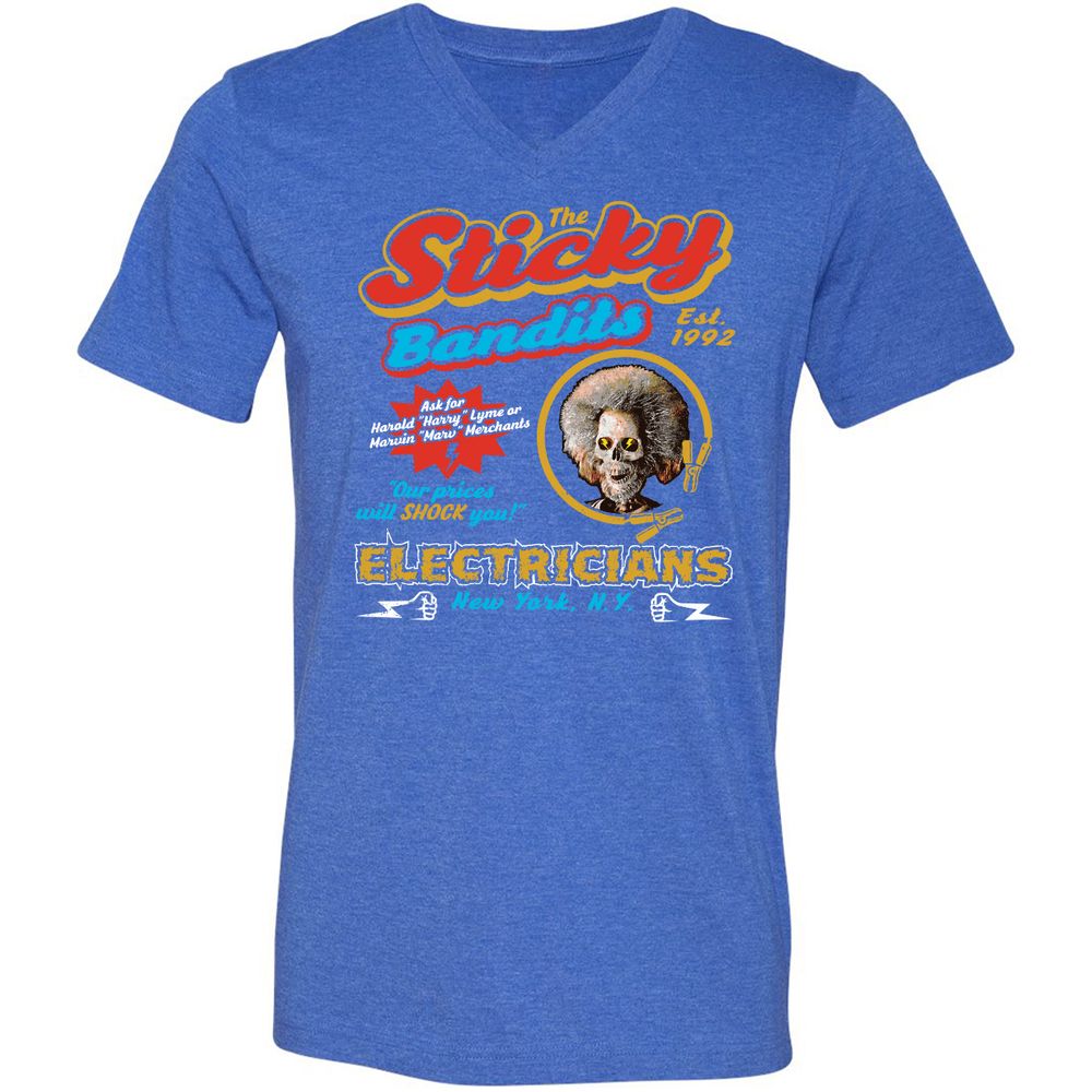 Unisex V-Neck T-Shirt - KJF7PV6Q - Heather True Royal - 14