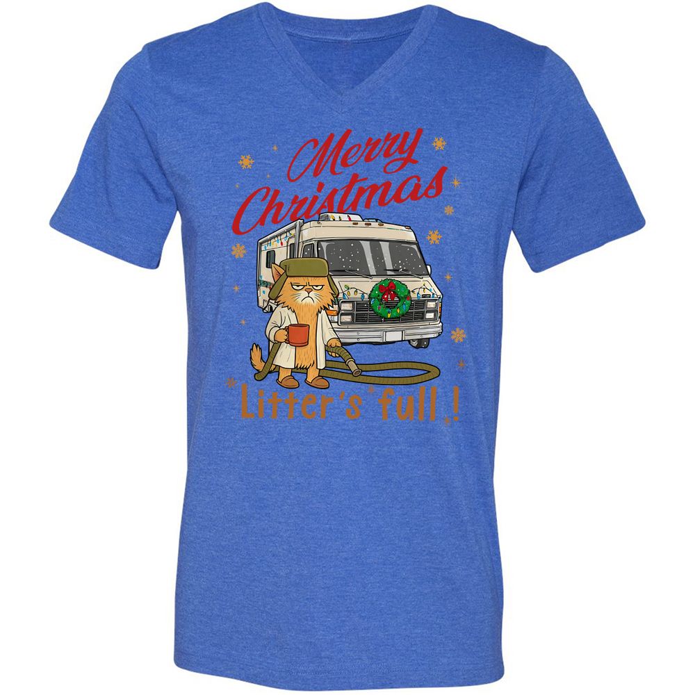 Unisex V-Neck T-Shirt - Z4LXAFQY - Heather True Royal - 14