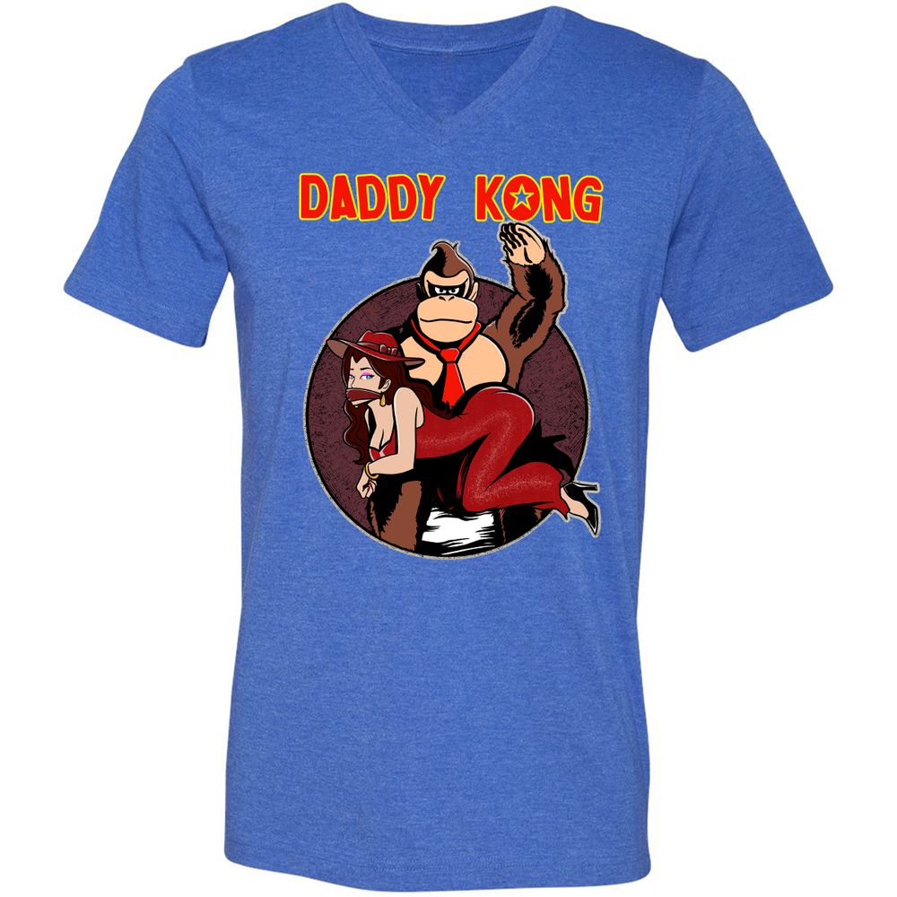 Unisex V-Neck T-Shirt - PCUTUZKW - Heather True Royal - 14