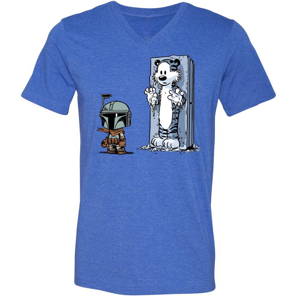 Unisex V-Neck T-Shirt - JN7RCT4G - Heather True Royal - 14