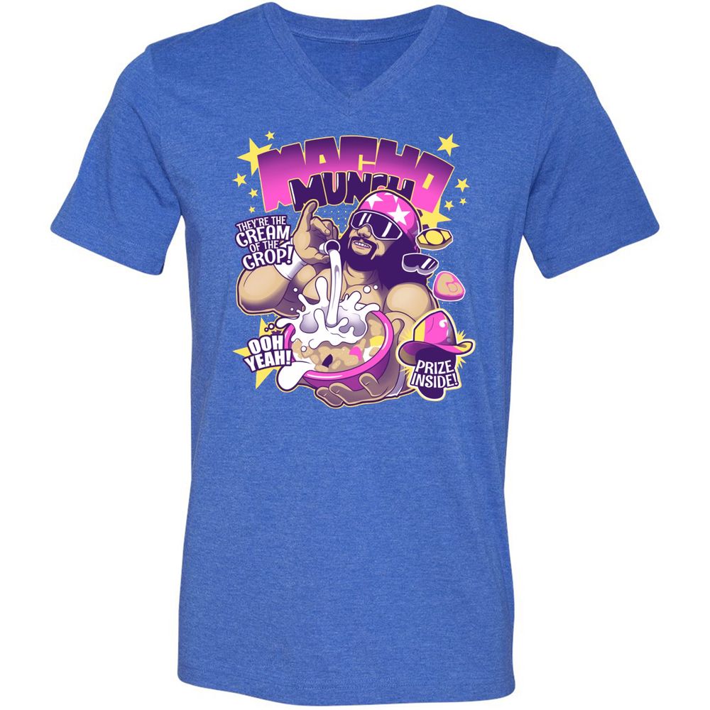Unisex V-Neck T-Shirt - QRV9Y862 - Heather True Royal - 14