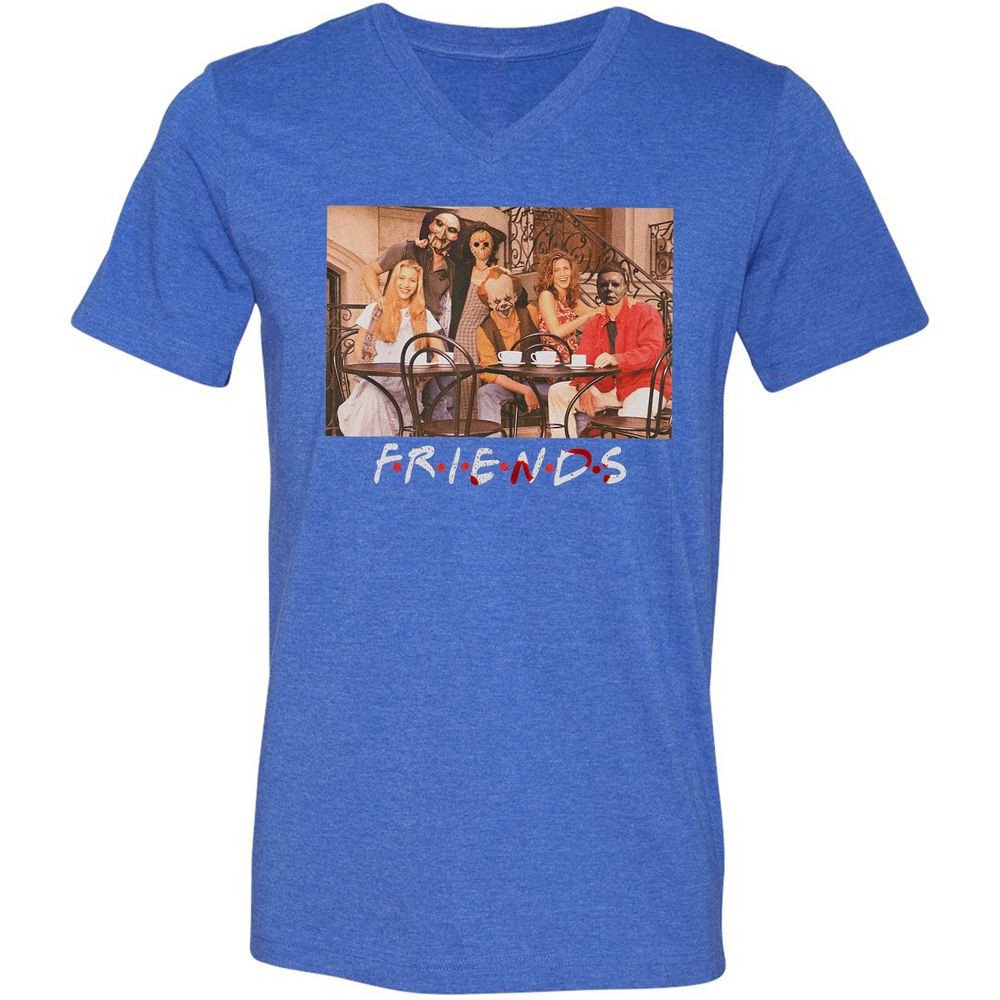 Unisex V-Neck T-Shirt - A5GZC4RV - Heather True Royal - 14