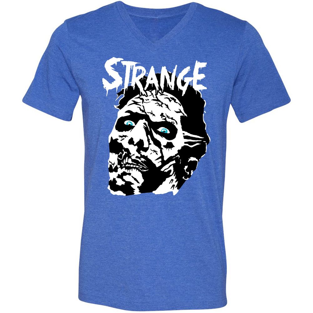 Unisex V-Neck T-Shirt - CZKGM2YK - Heather True Royal - 14