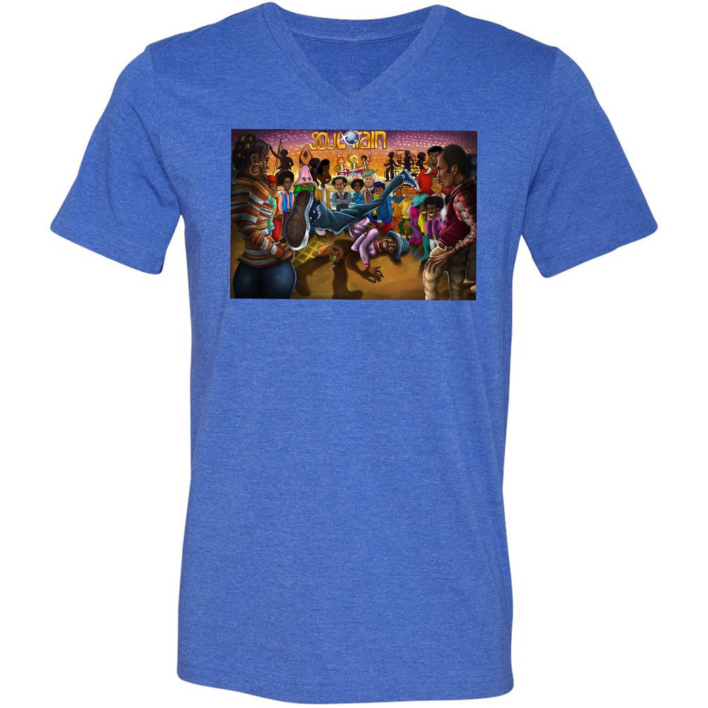 Unisex V-Neck T-Shirt - F7JFF4ZY - Heather True Royal - 14