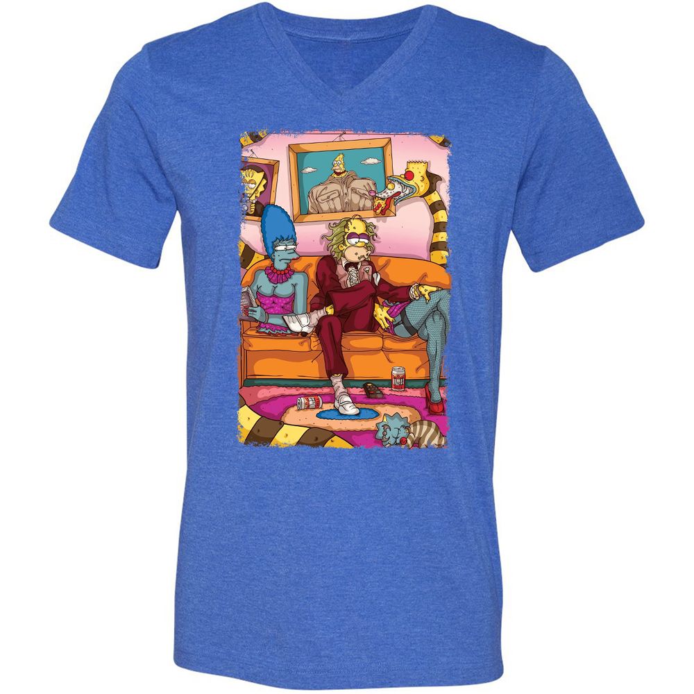 Unisex V-Neck T-Shirt - V9SHEAN2 - Heather True Royal - 14