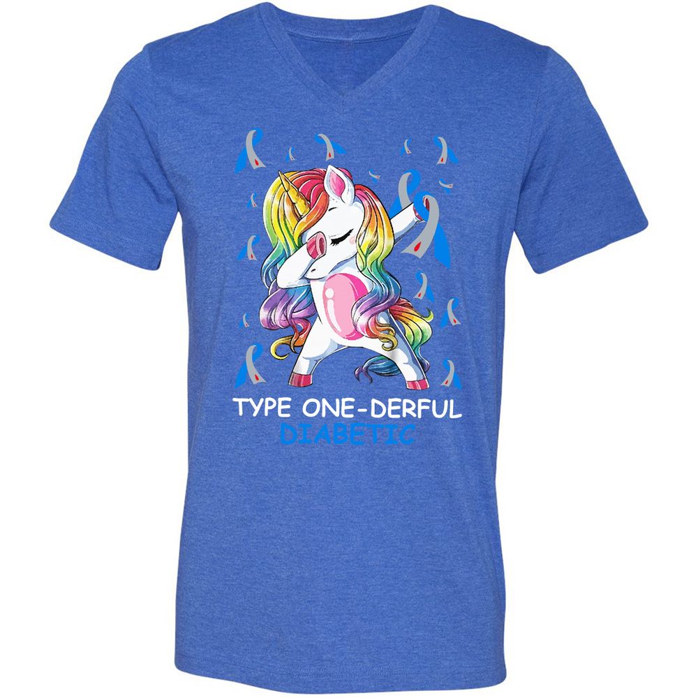 Unisex V-Neck T-Shirt - DN3RWF9Z - Heather True Royal - 14