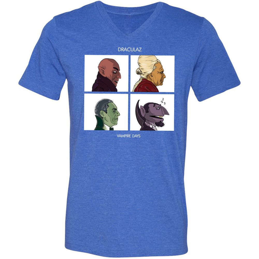 Unisex V-Neck T-Shirt - 9GP53RDJ - Heather True Royal - 14