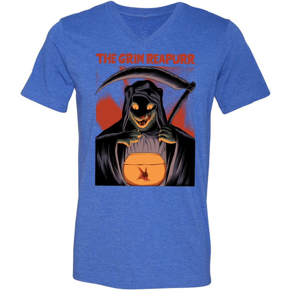 Unisex V-Neck T-Shirt - P2FJHAYT - Heather True Royal - 14