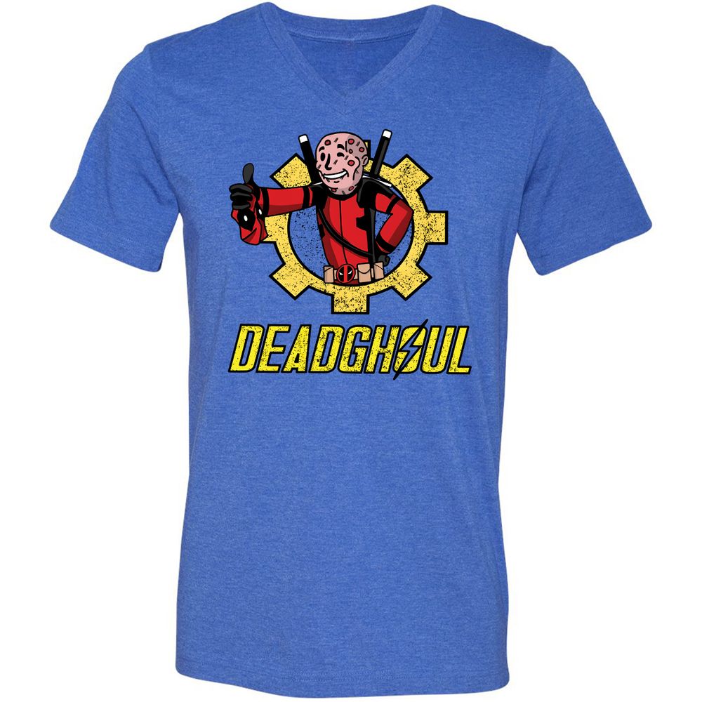 Unisex V-Neck T-Shirt - QWP3K85C - Heather True Royal - 14