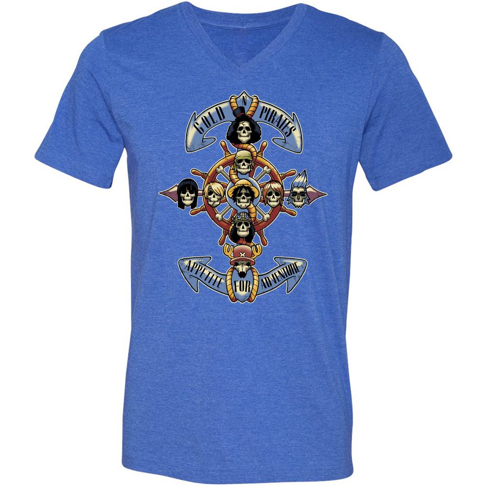 Unisex V-Neck T-Shirt - NPJ5LTPQ - Heather True Royal - 14