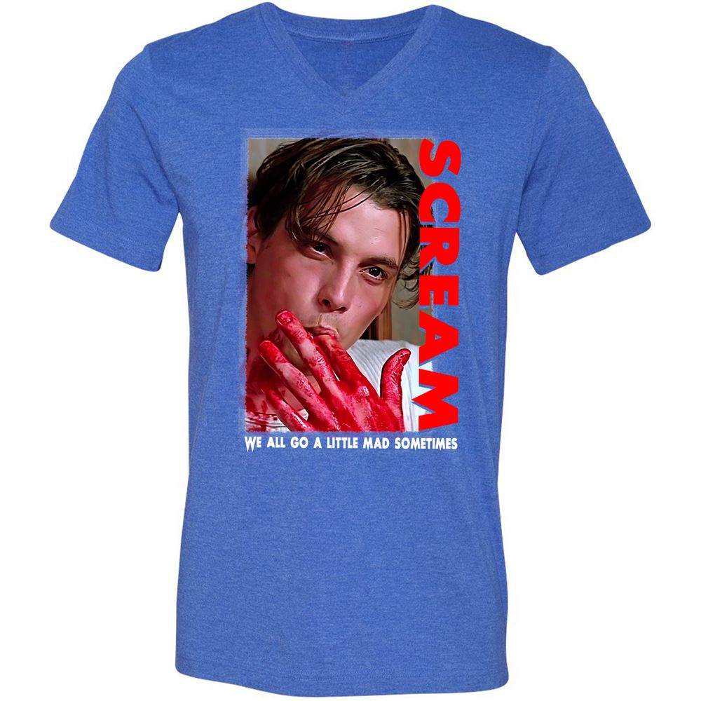 Unisex V-Neck T-Shirt - 64QJ4B6D - Heather True Royal - 14