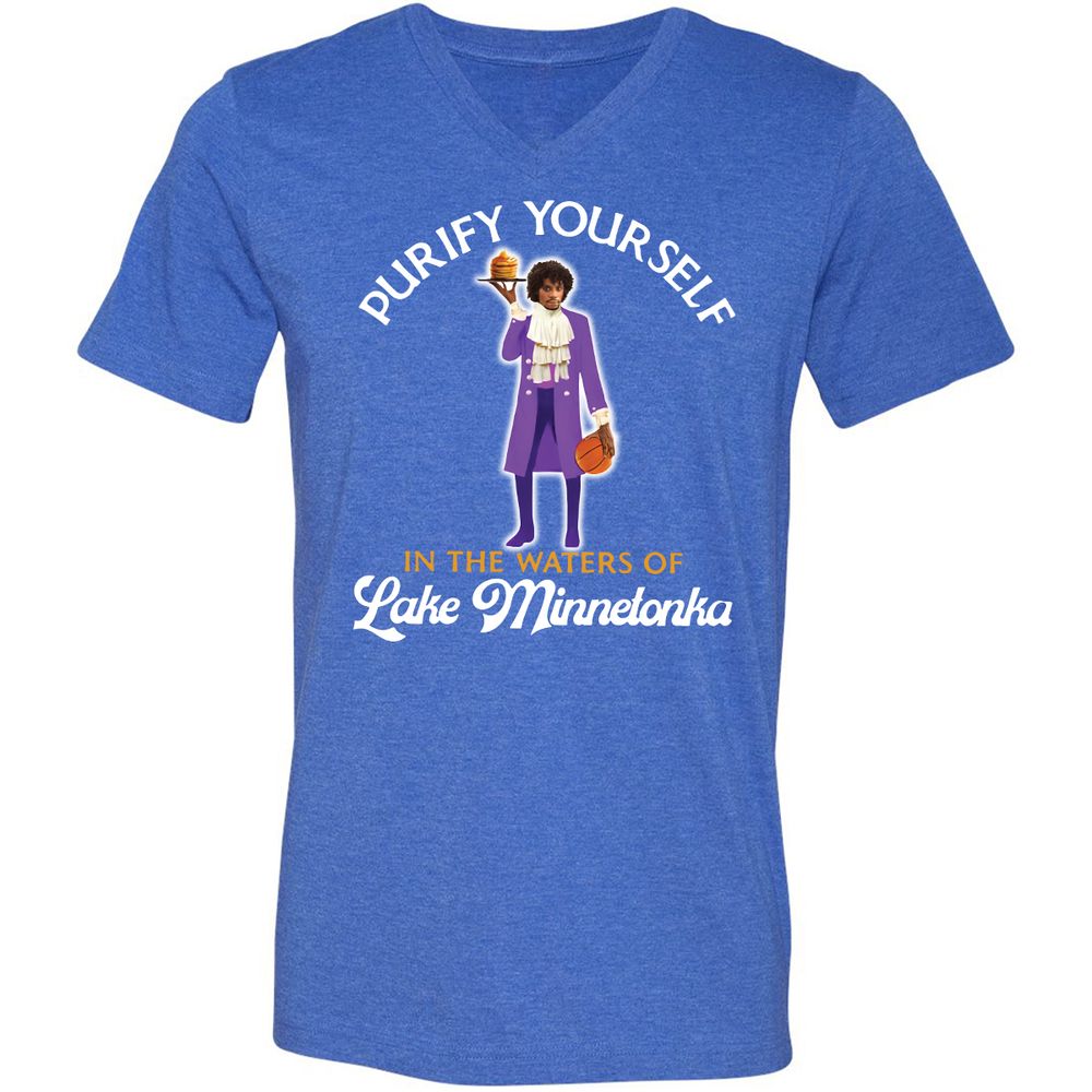 Unisex V-Neck T-Shirt - FKU89SMD - Heather True Royal - 14
