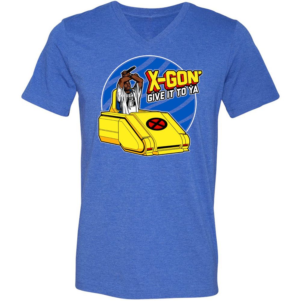 Unisex V-Neck T-Shirt - ZE6WX3FP - Heather True Royal - 14