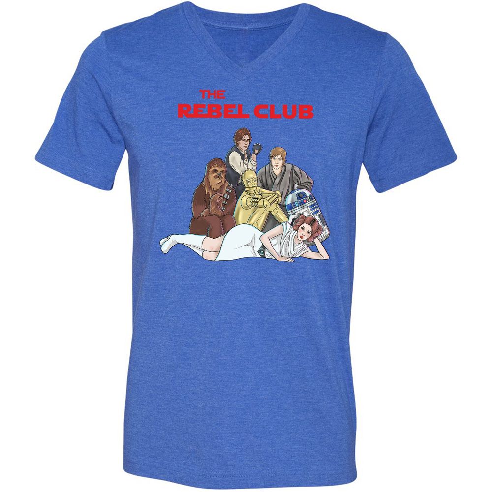 Unisex V-Neck T-Shirt - L9E5HNHR - Heather True Royal - 14