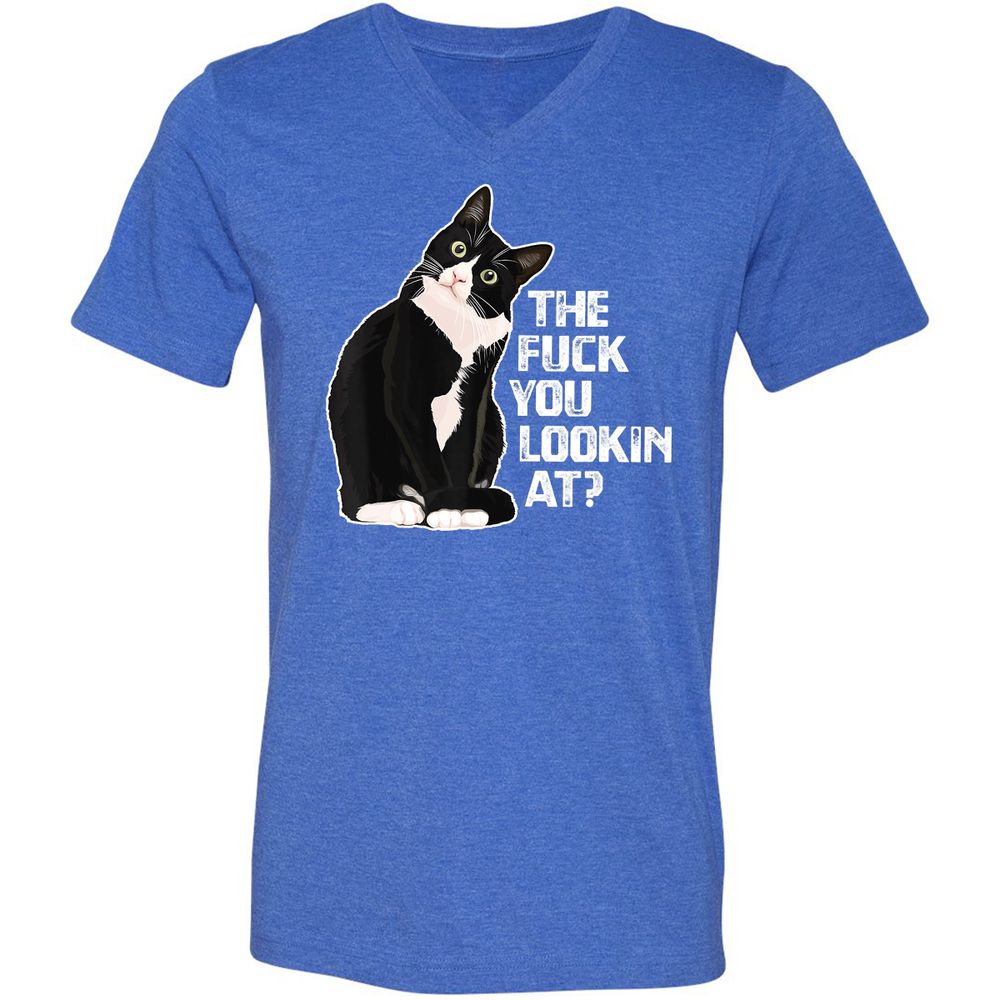 Unisex V-Neck T-Shirt - NWKDUSVB - Heather True Royal - 14