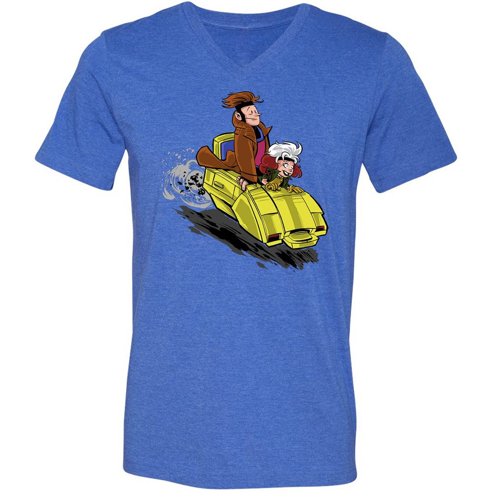 Unisex V-Neck T-Shirt - LWV6KYN9 - Heather True Royal - 14