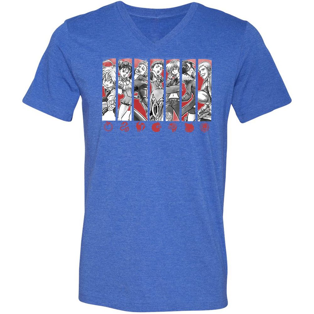 Unisex V-Neck T-Shirt - 5TF86N33 - Heather True Royal - 14