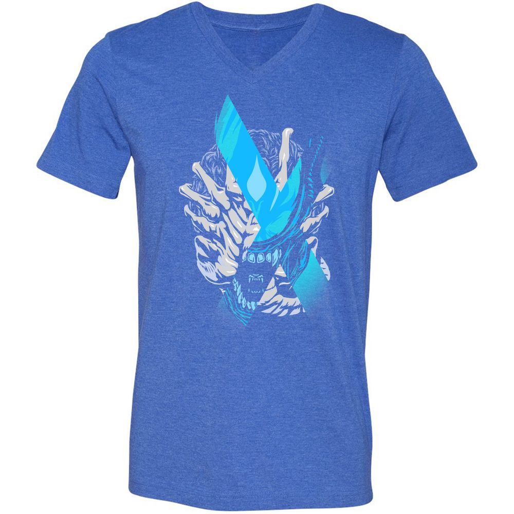 Unisex V-Neck T-Shirt - X6XW7949 - Heather True Royal - 14