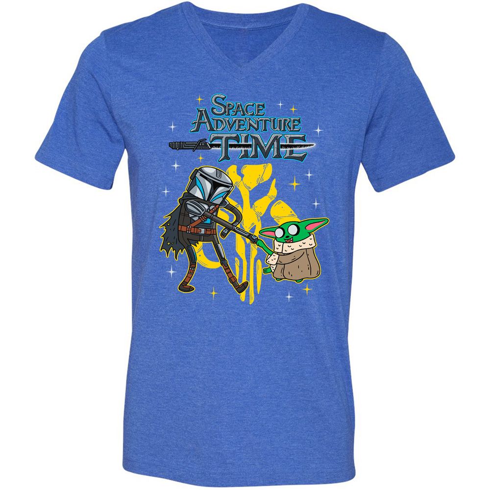 Unisex V-Neck T-Shirt - MNC3DDDJ - Heather True Royal - 14