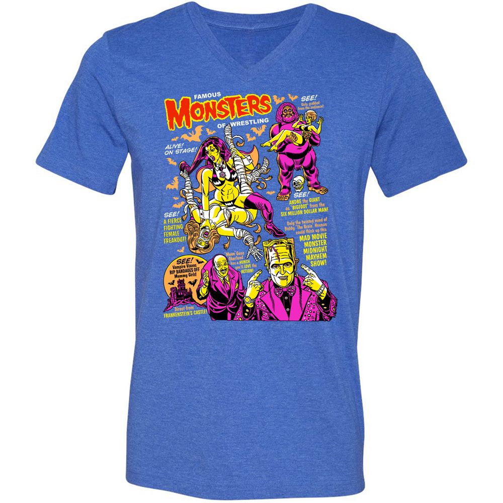 Unisex V-Neck T-Shirt - R3VU4U6T - Heather True Royal - 14