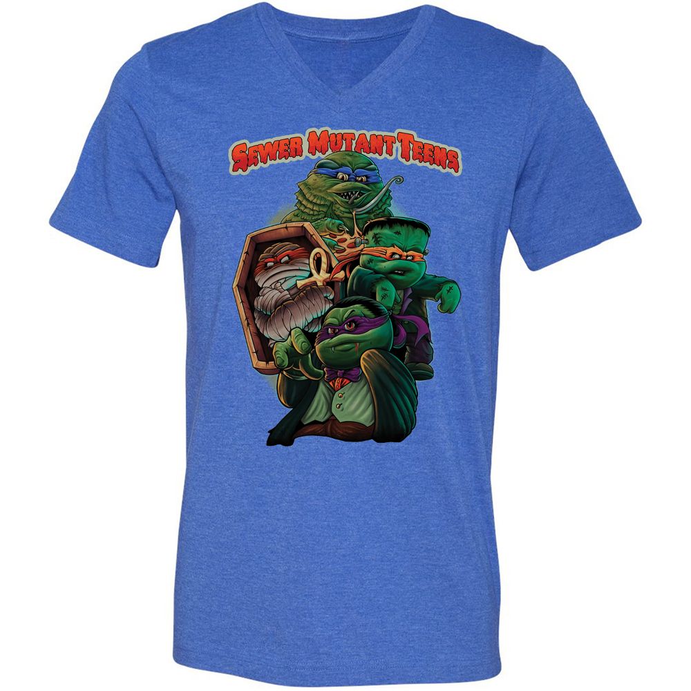 Unisex V-Neck T-Shirt - WX37A9XE - Heather True Royal - 14