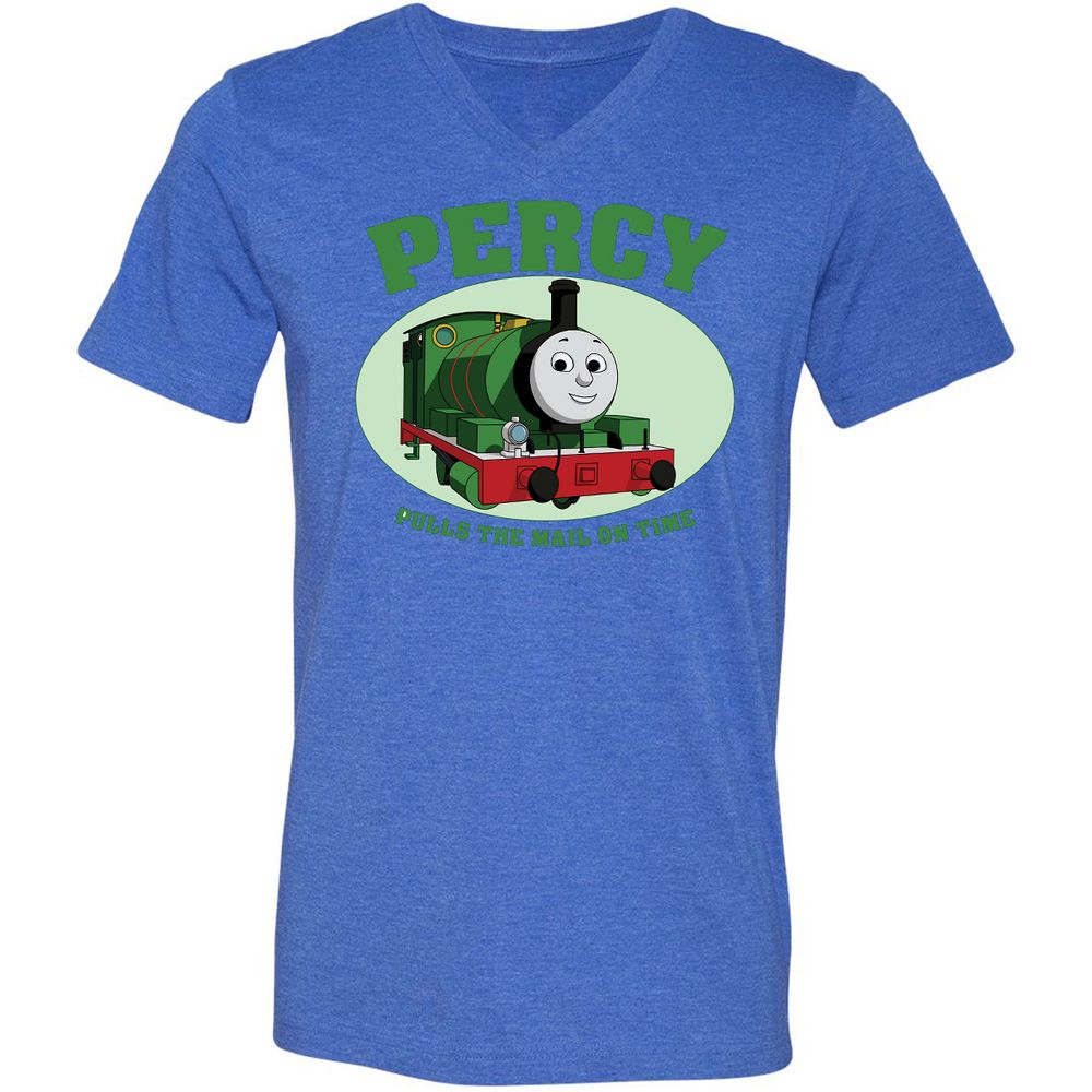 Unisex V-Neck T-Shirt - W9Q8D4HG - Heather True Royal - 14