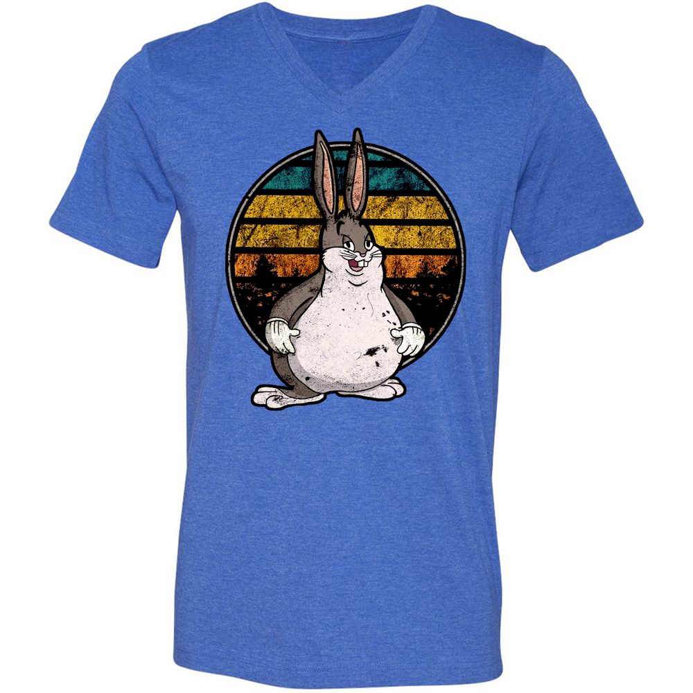 Unisex V-Neck T-Shirt - AMR9BWRT - Heather True Royal - 14