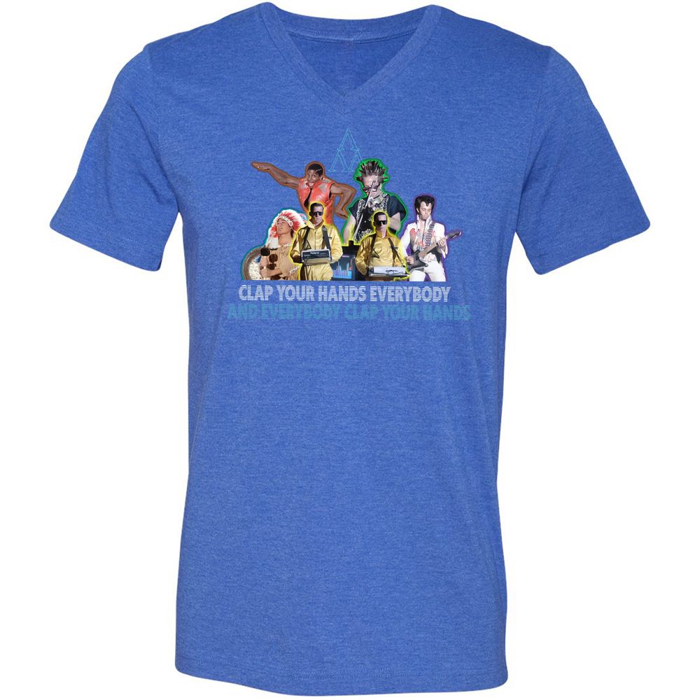 Unisex V-Neck T-Shirt - 5JR2NCLV - Heather True Royal - 14