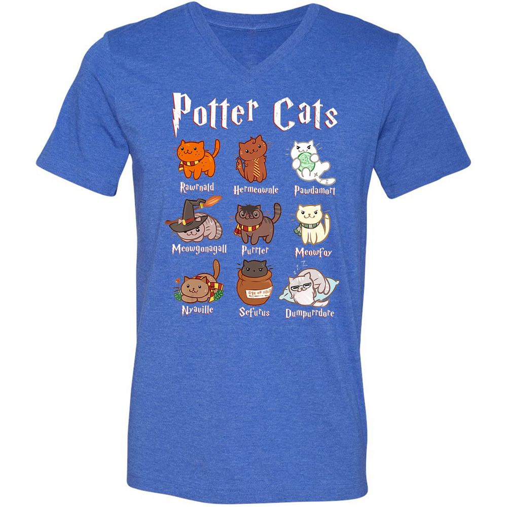 Unisex V-Neck T-Shirt - X7KL3T1V - Heather True Royal - 14