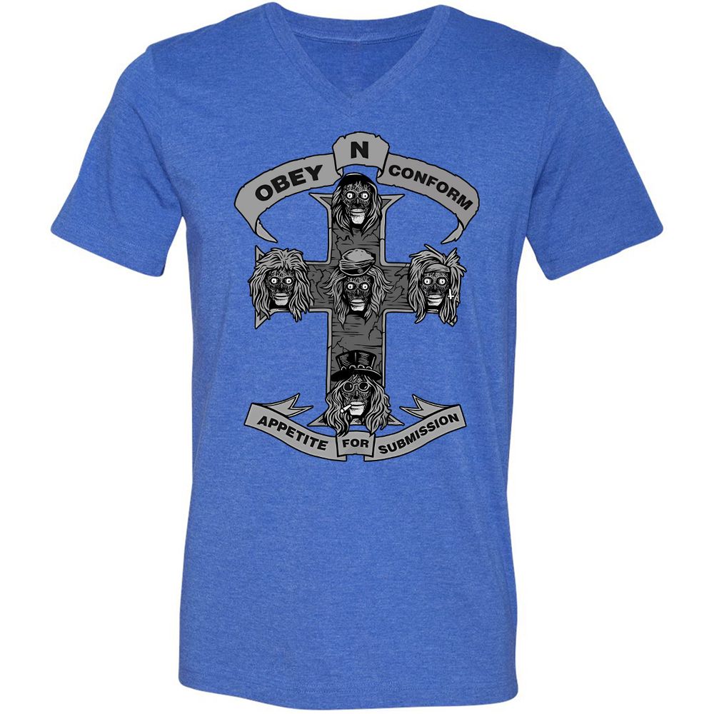 Unisex V-Neck T-Shirt - 83P2CZXJ - Heather True Royal - 14