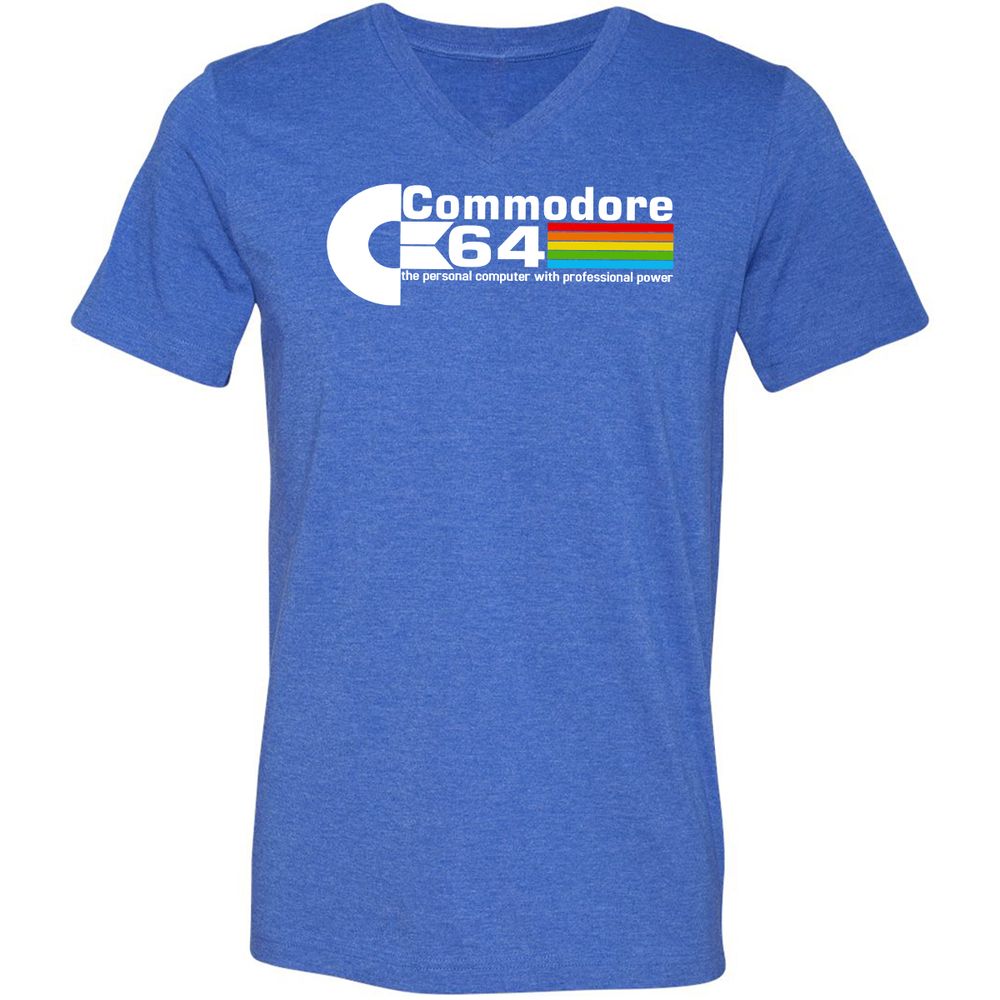 Unisex V-Neck T-Shirt - QE6GK54M - Heather True Royal - 14