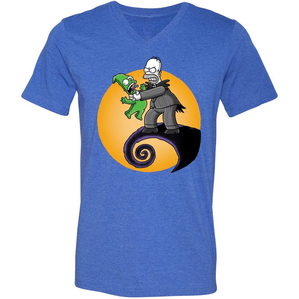 Unisex V-Neck T-Shirt - ZKTMZ4YA - Heather True Royal - 14