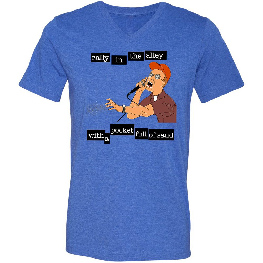 Unisex V-Neck T-Shirt - HADNDM8E - Heather True Royal - 14