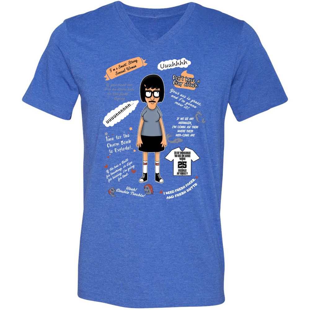 Unisex V-Neck T-Shirt - T3CZVEXZ - Heather True Royal - 14