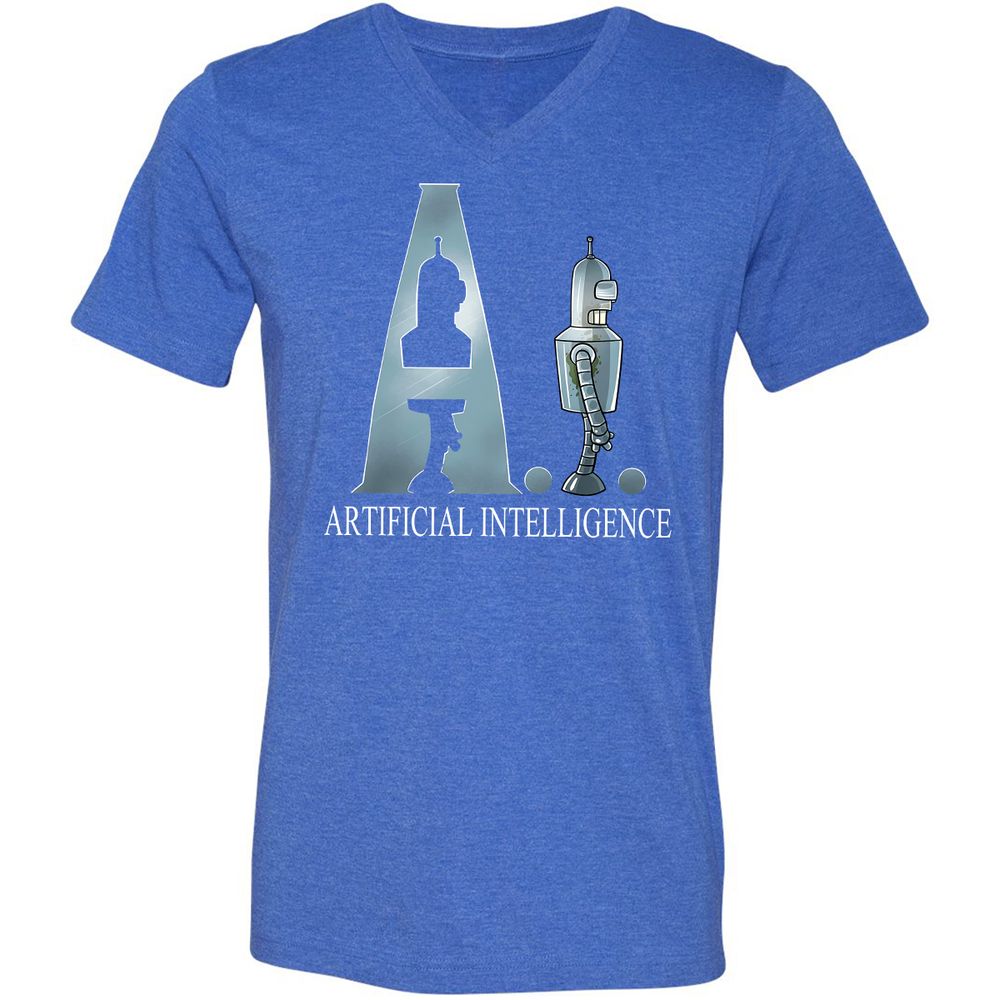 Unisex V-Neck T-Shirt - VZ78RP54 - Heather True Royal - 14