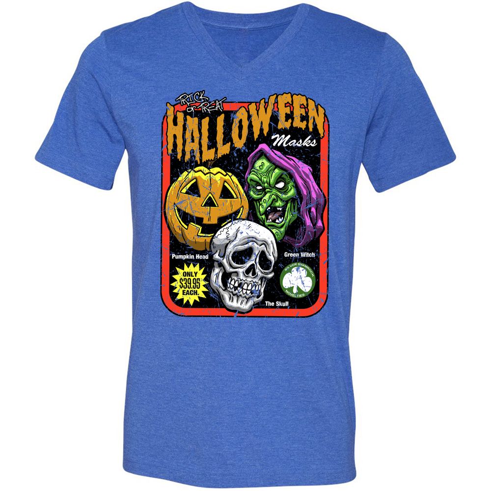 Unisex V-Neck T-Shirt - RB8AGSY9 - Heather True Royal - 14
